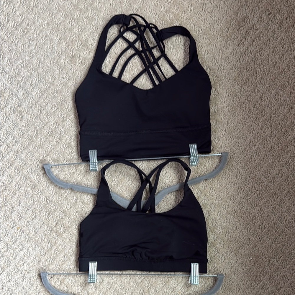 Pair of Lululemon Black Strappy Sports Bras